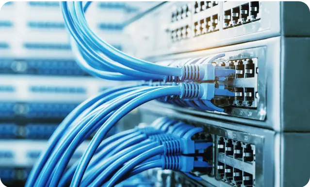 Network cabling and data rack
